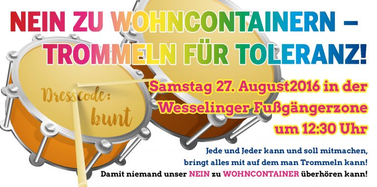 Trommeln für Toleranz – am 27. August in der Fußgängerzone!